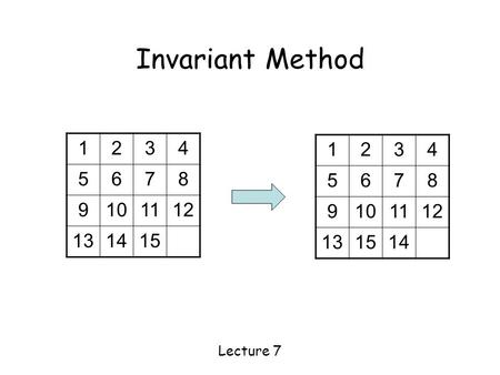 Invariant Method Lecture 7 1234 5678 9101112 131415 1234 5678 9101112 131514.