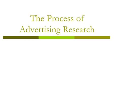 The Process of Advertising Research. Purpose  To understand the sequence of steps underlying the process of ad research  To specify the decisions/events.