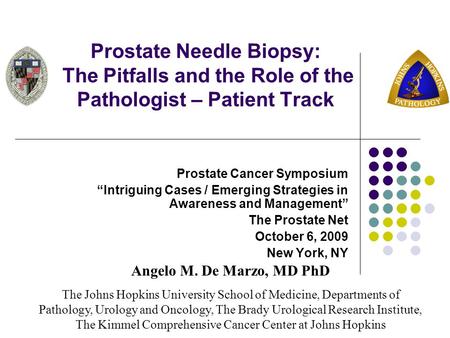 Prostate Needle Biopsy: The Pitfalls and the Role of the Pathologist – Patient Track Prostate Cancer Symposium “Intriguing Cases / Emerging Strategies.