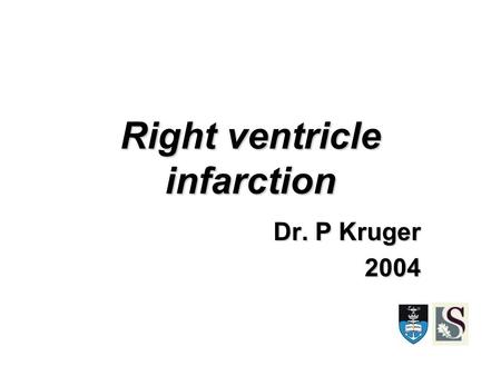Right ventricle infarction Dr. P Kruger 2004. General Pathophysiology RCA supply and occlusion Clinical Special examinations Treatment Conclusions Examples.