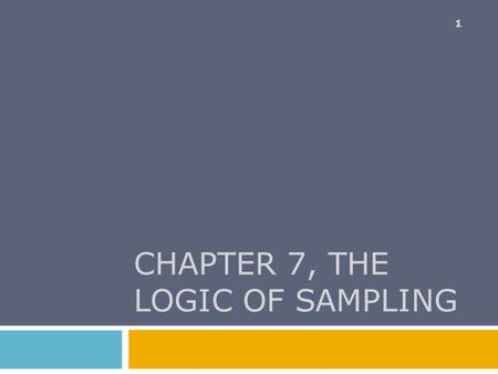 CHAPTER 7, the logic of sampling