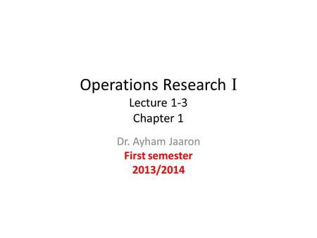 ppt topics for operations research