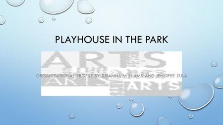 PLAYHOUSE IN THE PARK ORGANIZATIONAL PROFILE BY: BRIANNA WILLIAMS AND JENNIFER ZULA.