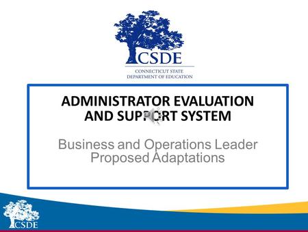 Sub-heading ADMINISTRATOR EVALUATION AND SUPPORT SYSTEM Business and Operations Leader Proposed Adaptations.