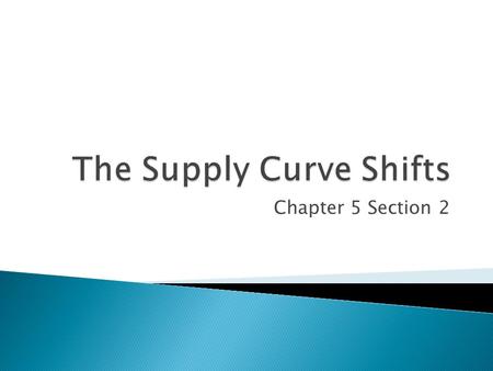 Chapter 5 Section 2.  Every time the supply of a good changes, the supply curve for that good “shifts” ◦ Meaning it moves either to the right or to the.
