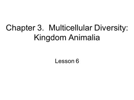 Chapter 3. Multicellular Diversity: Kingdom Animalia