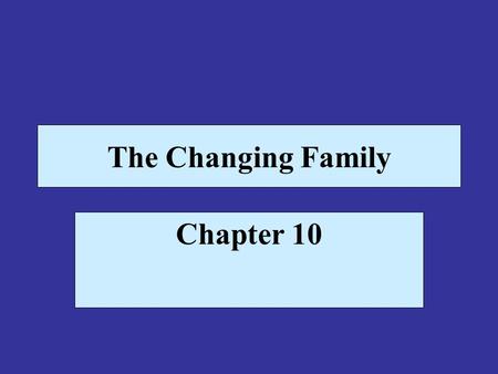 The Changing Family Chapter 10. The Nature of Families Definitions Kinship unit is a group whose members are related to one another on the basis of blood.