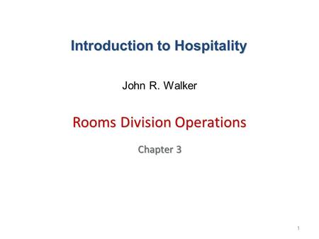 Rooms Division Operations