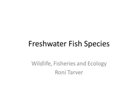 Freshwater Fish Species Wildlife, Fisheries and Ecology Roni Tarver.