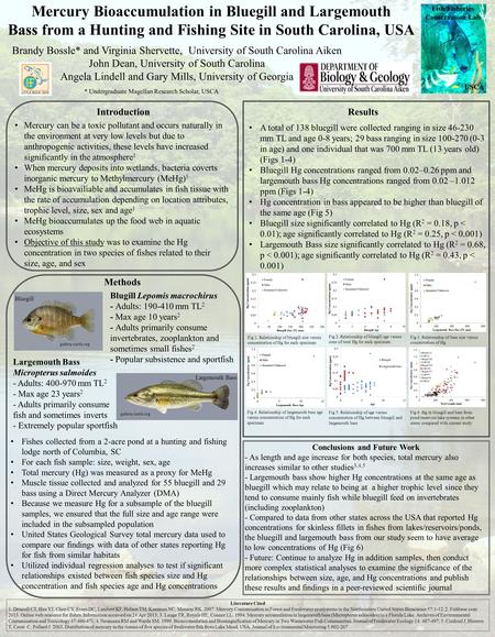 Mercury Bioaccumulation in Bluegill and Largemouth Bass from a Hunting and Fishing Site in South Carolina, USA Brandy Bossle* and Virginia Shervette, University.