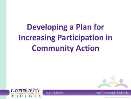 Developing a Plan for Increasing Participation in Community Action.