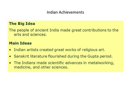 Indian Achievements The Big Idea