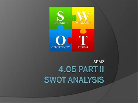 SEM2 4.05 Part II SWOT Analysis.