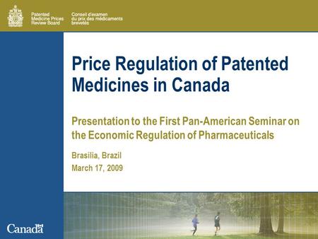 Price Regulation of Patented Medicines in Canada