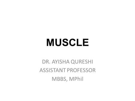MUSCLE DR. AYISHA QURESHI ASSISTANT PROFESSOR MBBS, MPhil.