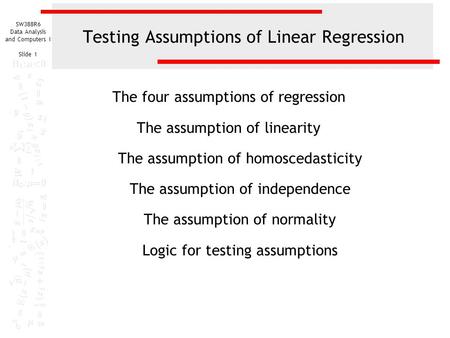 Testing Assumptions of Linear Regression