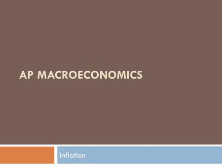 AP Macroeconomics Inflation.