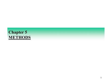 11 Chapter 5 METHODS. 22 INTRODUCTION TO METHODS A method is a named block of statements that performs a specific task. Other languages use the terms.