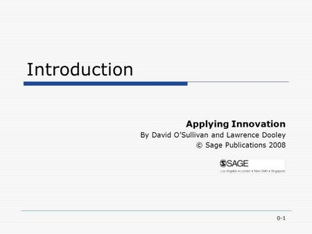 Introduction Applying Innovation