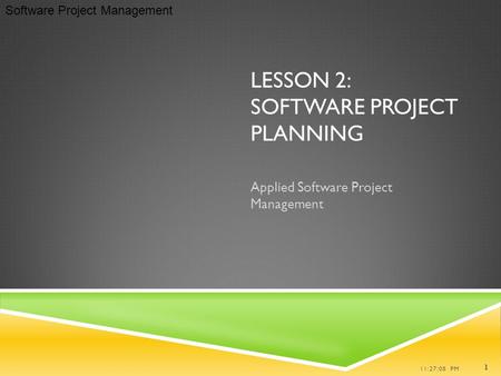 Lesson 2: Software Project Planning
