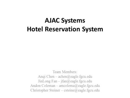 AJAC Systems Hotel Reservation System