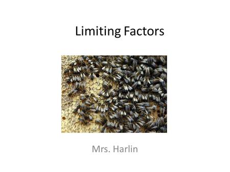 Limiting Factors Mrs. Harlin. How Populations Grow What is a population? – Consists of all the individuals of a species that live together in one place.