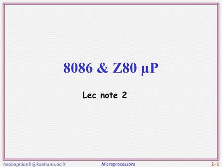 8086 & Z80 µP Lec note 2.
