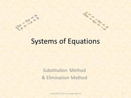 Substitution Method & Elimination Method