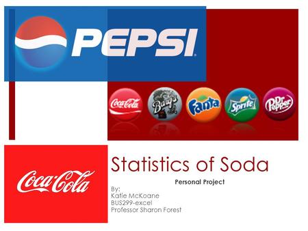 Statistics of Soda Personal Project By: Katie McKoane BUS299-excel Professor Sharon Forest.