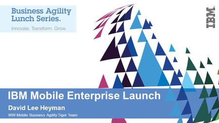 IBM Mobile Enterprise Launch David Lee Heyman WW Mobile Business Agility Tiger Team.