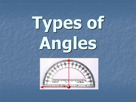 Types of Angles. Acute Angle Any angle that measures less than 90 o.
