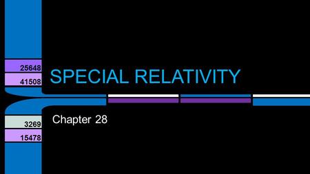41508 25648 3269 15478 SPECIAL RELATIVITY Chapter 28.