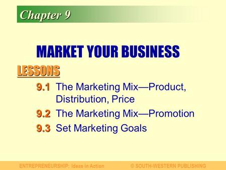 MARKET YOUR BUSINESS Chapter 9