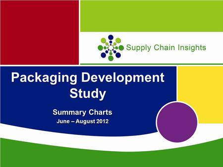 Supply Chain Insights Packaging Development Study Summary Charts June – August 2012 Summary Charts June – August 2012.