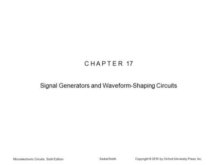 Signal Generators and Waveform-Shaping Circuits