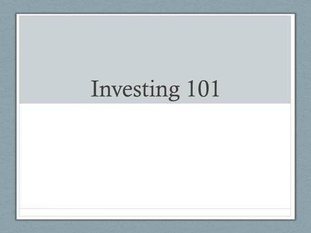 Investing 101. Why invest? What keeps people from investing?