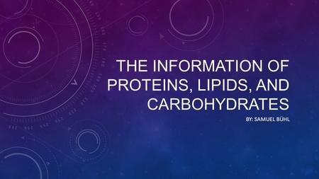 THE INFORMATION OF PROTEINS, LIPIDS, AND CARBOHYDRATES BY: SAMUEL BÜHL.