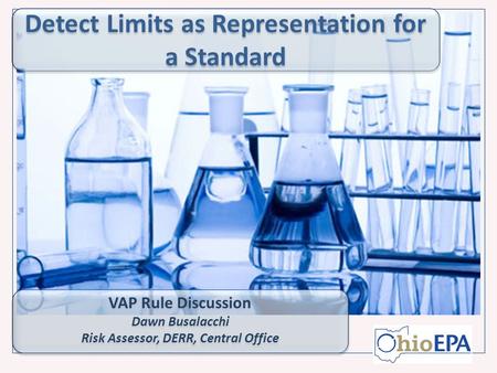 Detect Limits as Representation for a Standard VAP Rule Discussion Dawn Busalacchi Risk Assessor, DERR, Central Office VAP Rule Discussion Dawn Busalacchi.