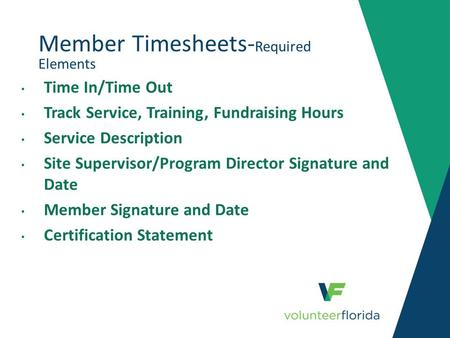 Member Timesheets-Required Elements