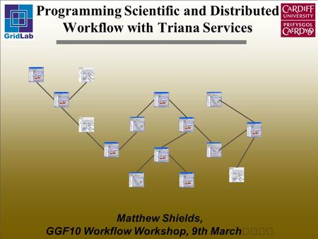 Programming Scientific and Distributed Workflow with Triana Services Matthew Shields, GGF10 Workflow Workshop, 9th March.