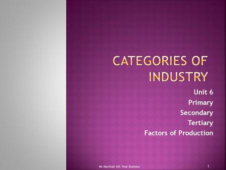Categories of Industry