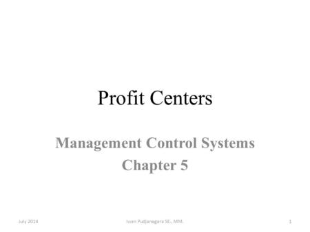 Management Control Systems Chapter 5