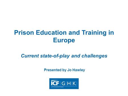 Prison Education and Training in Europe