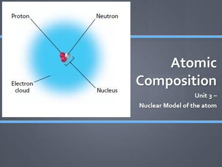 Unit 3 – Nuclear Model of the atom