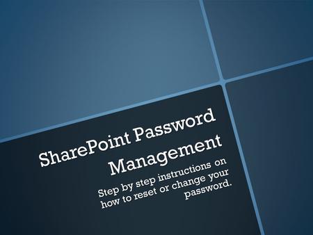 SharePoint Password Management