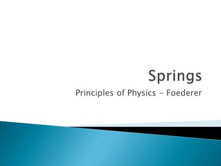 Principles of Physics - Foederer. Energy is stored in a spring when work is done to compress or elongate it Compression or elongation= change in length.