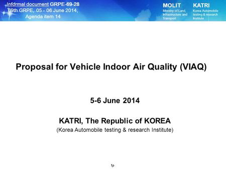 Proposal for Vehicle Indoor Air Quality (VIAQ)