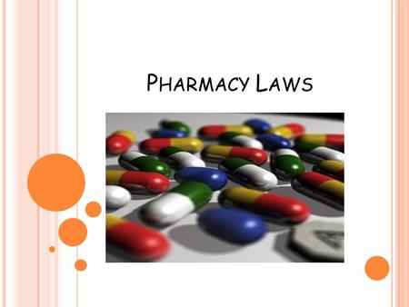 P HARMACY L AWS. 1906 Pure Food and Drug Act Enacted to stop sale of inaccurately labeled drugs All manufacturers required to put truthful info on labels.