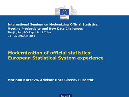 International Seminar on Modernizing Official Statistics: