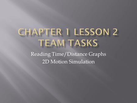 Reading Time/Distance Graphs 2D Motion Simulation.